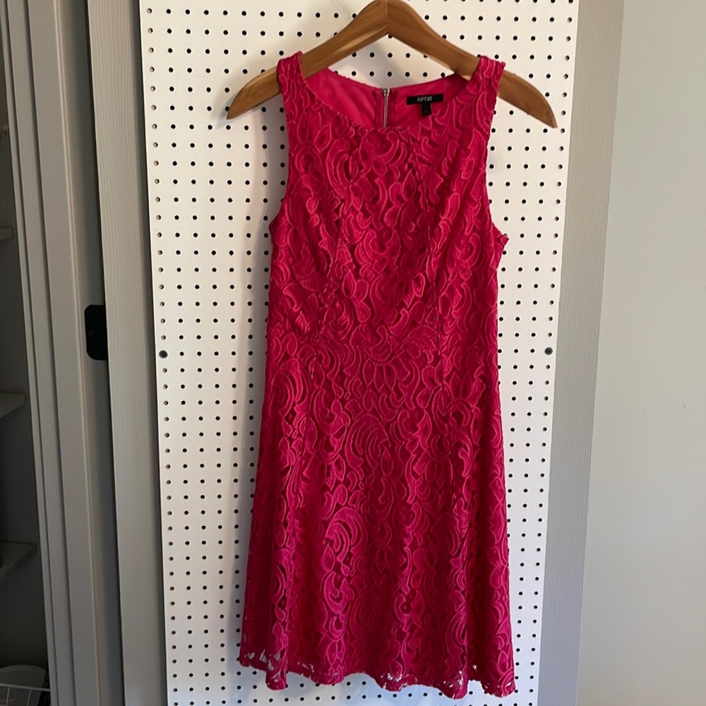Fuchsia Pink Lace Overlay Dress Apt 9